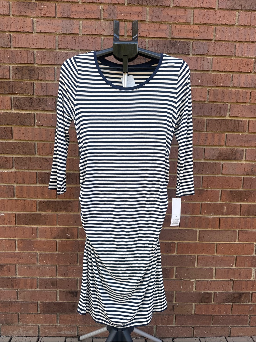 Liz Lange Maternity for Target Striped Dress Navy White Medium M 3/4 Sleeve New